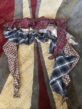 Plaid Patchwork Ruffle Maxi Skirt - Red, Black, Brown